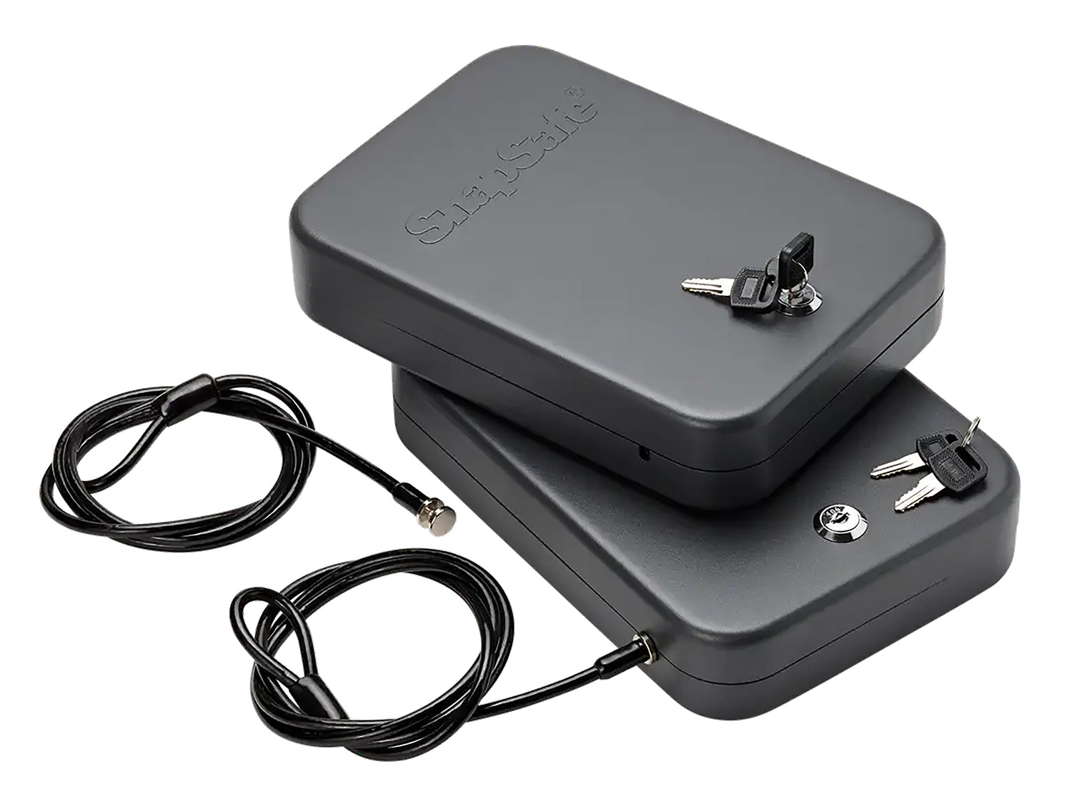 SnapSafe 75211 XL Key Entry Fireproof Lock Box Black Steel with Security Cable 2pk
