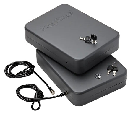 SnapSafe 75221 2XL Key Lock Box Keyed Alike Black Steel with Security Cable 11.50" x 8.50" x 2.50" 2pk