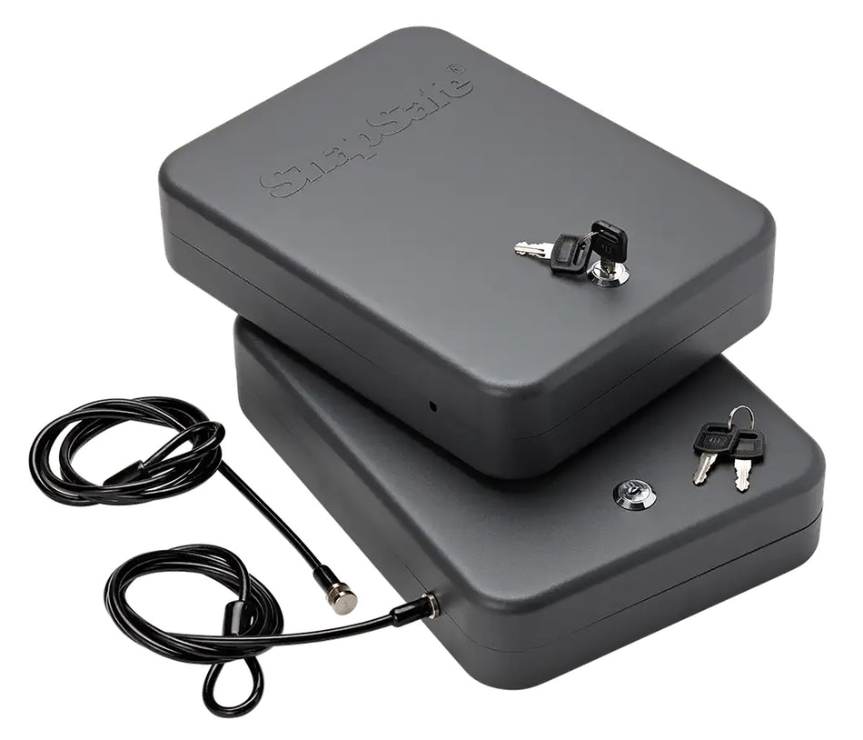 SnapSafe 75221 2XL Key Lock Box Keyed Alike Black Steel with Security Cable 11.50" x 8.50" x 2.50" 2pk