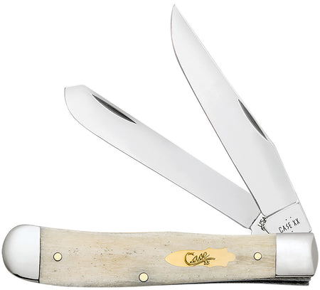 Case 11020 Trapper Pocket Knife with Mirror Polished Tru-Sharp SS Clip Point and Spey Blades, Natural Bone Handle