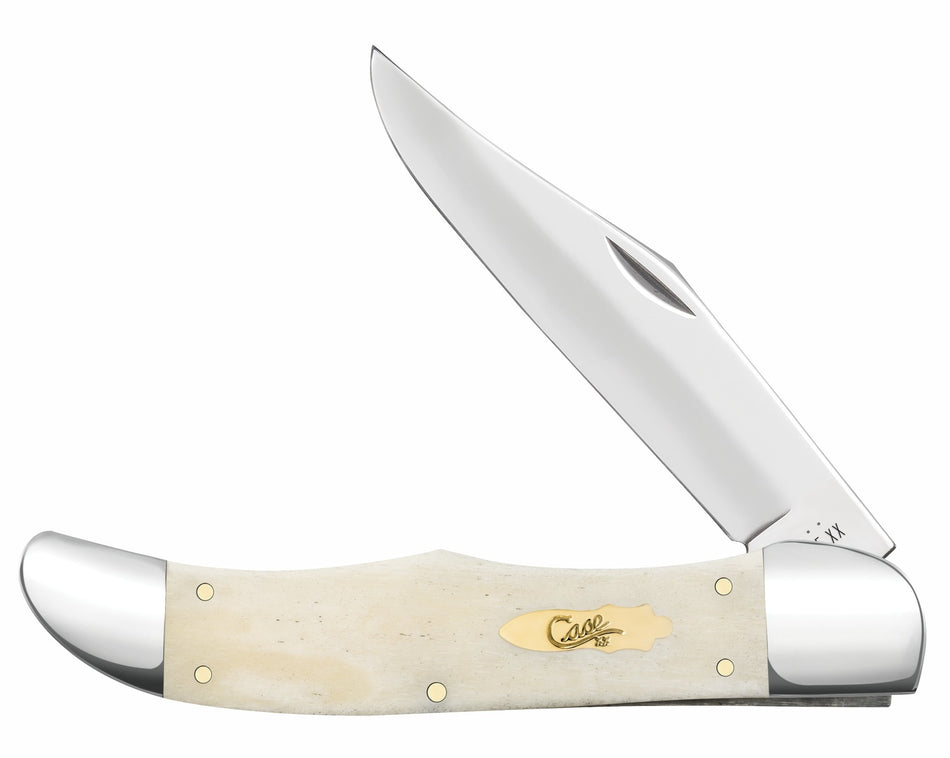 Case 11024 Hunter Pocket Knife 4.10" Mirror Polished Tru-Sharp SS Clip Point Blade, Smooth Natural Bone Handle