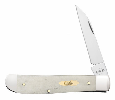 Case 11025 Mini Trapper Pocket Knife with Mirror Polished Tru-Sharp SS Blades, Smooth Natural Bone Handle