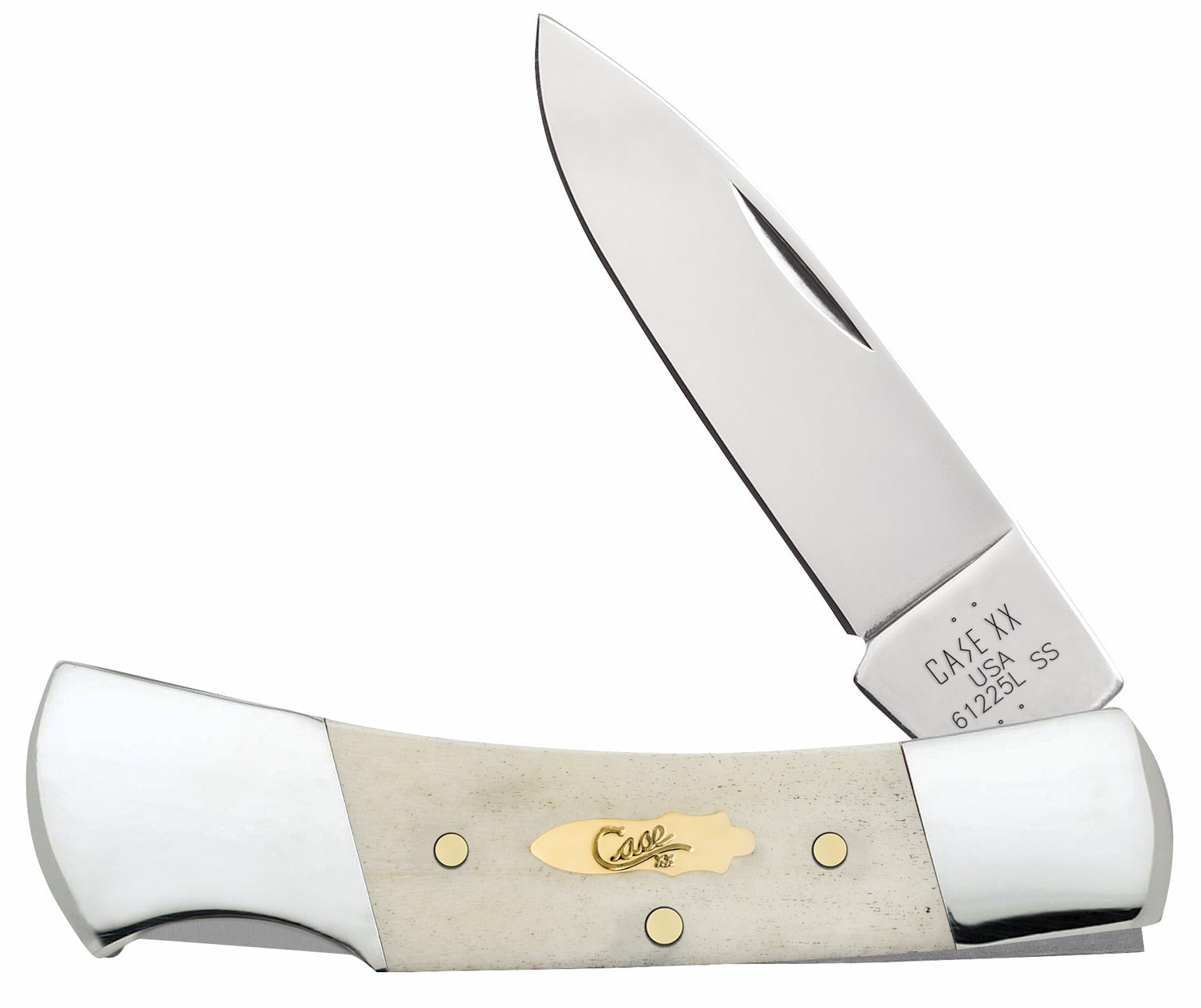 Case 11026 Smooth Natural Bone Handle Lockback Folding Knife with Drop Point Tru-Sharp SS Blade