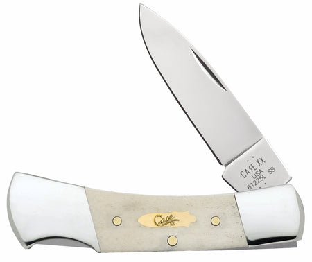 Case 11026 Smooth Natural Bone Handle Lockback Folding Knife with Drop Point Tru-Sharp SS Blade