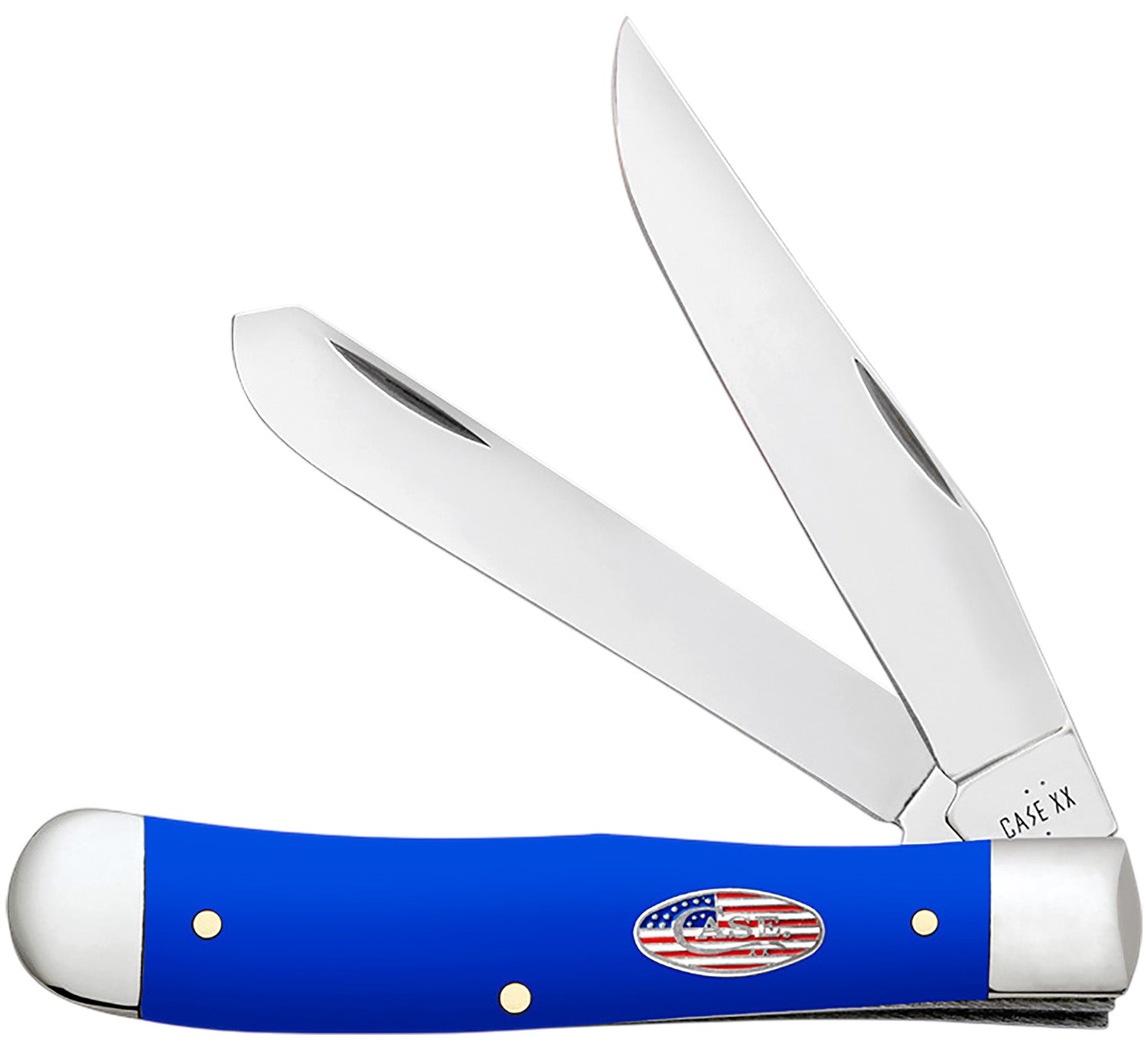 Case 16400 USMC Pocket Knife with Clip Point and Spey Tru-Sharp SS Blades, Royal Blue Synthetic Handle
