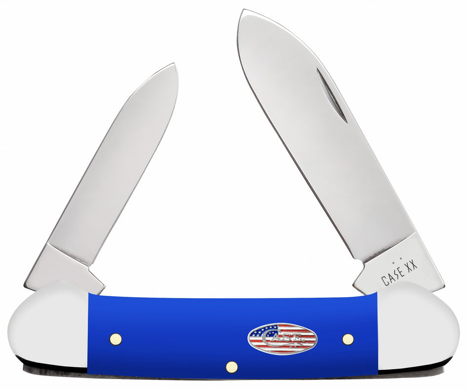 Case 16404 Canoe Pocket Knife with Tru-Sharp SS Pen and Spear Blades, Smooth Royal Blue Synthetic Handle