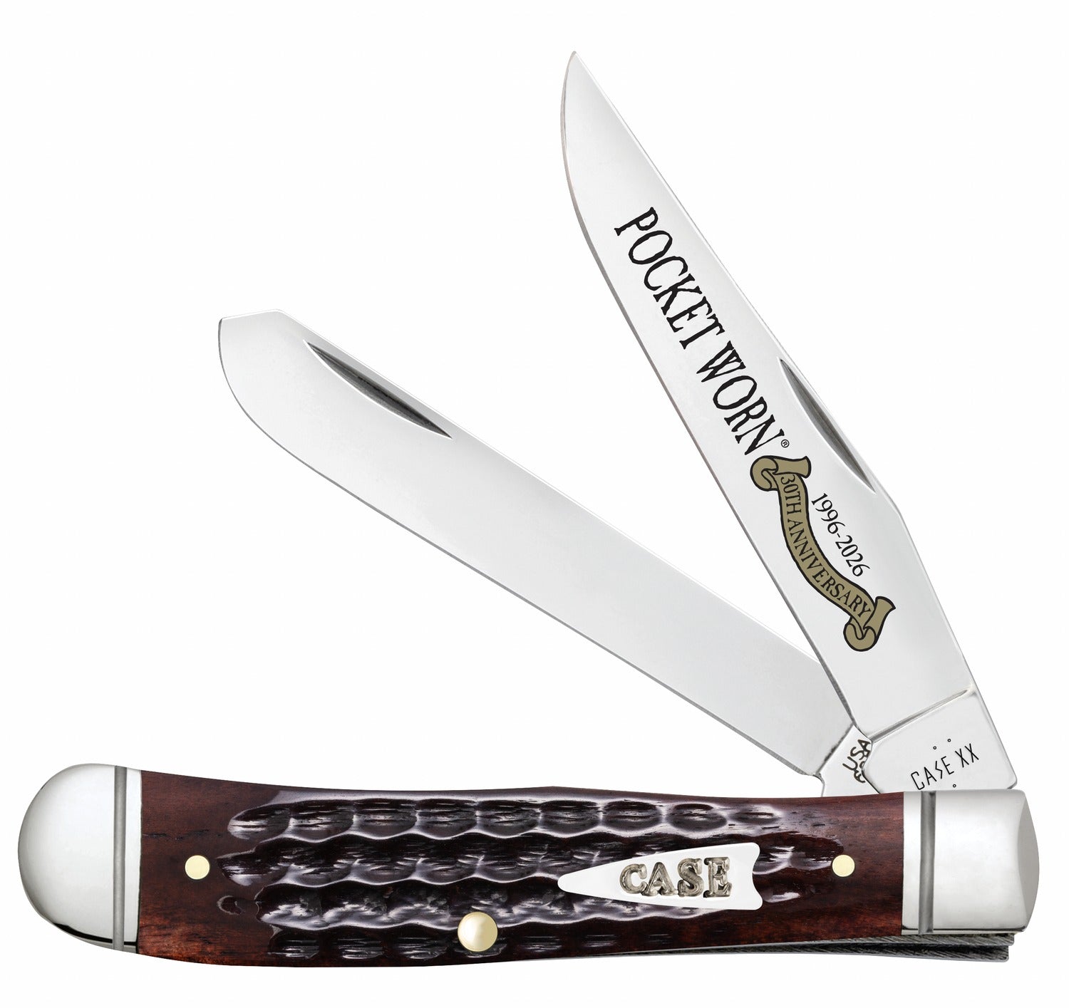 Case 55231 Mini Trapper Pocket Worn Folding Knife, Corn Cob Jigged Mahogany Bone Handle