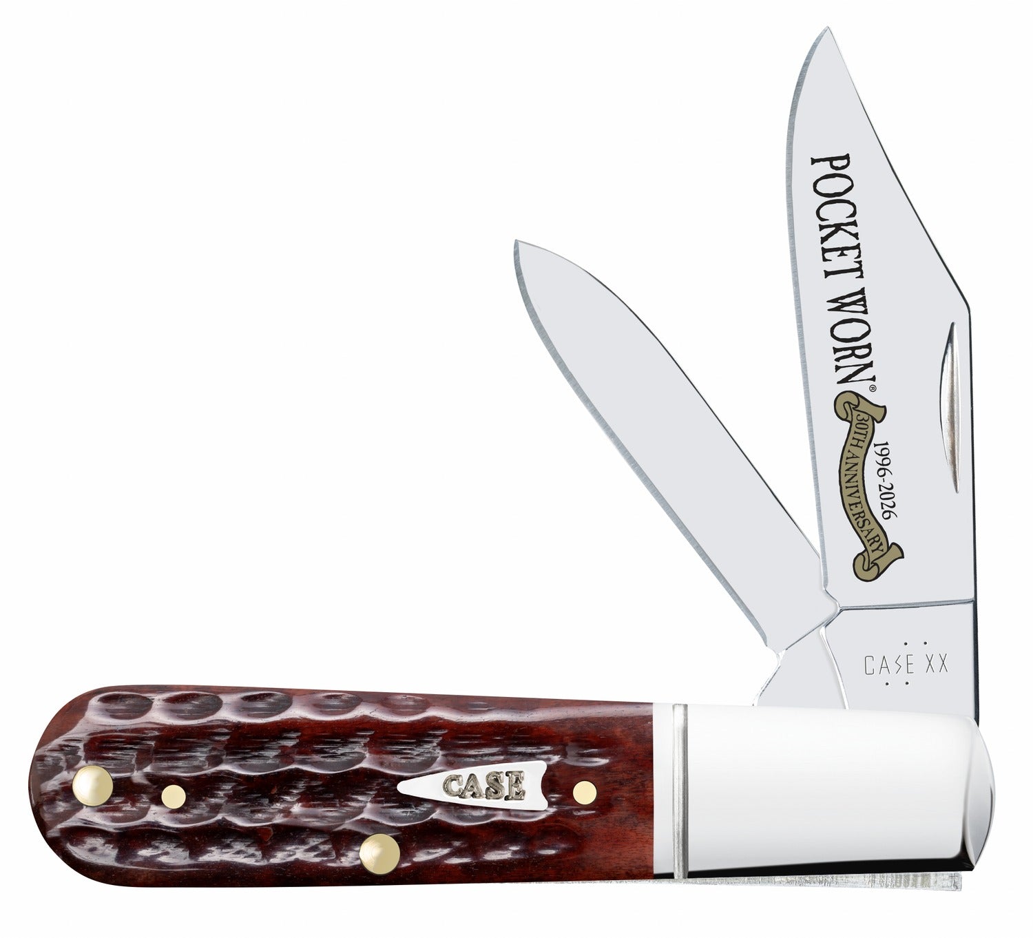 Case 55233 Pocket Worn Barlow Folding Knife with Corn Cob Jigged Mahogany Bone Handle