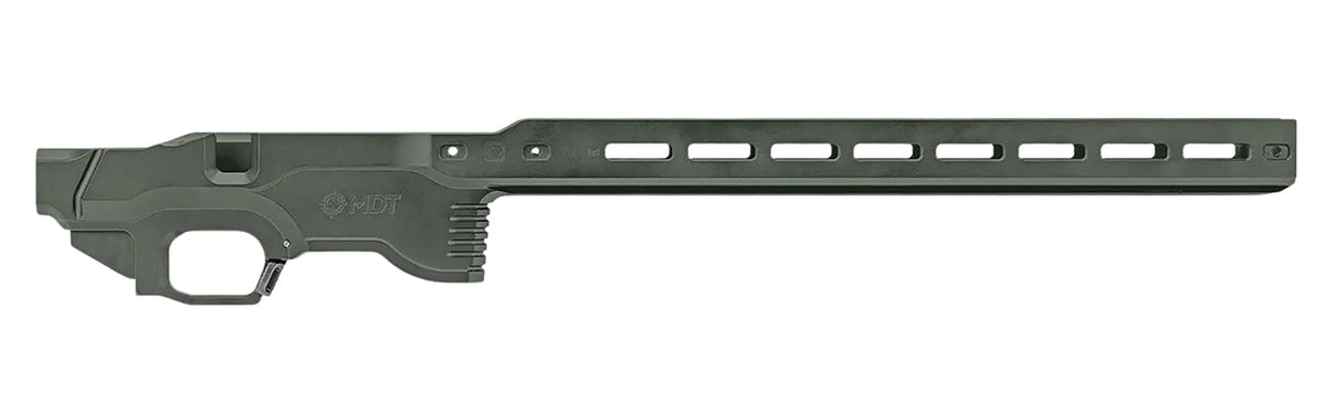 MDT Sporting Goods ACC Premier Gen2 Chassis Base Charcoal Green Aluminum Ruger American Rimfire RH