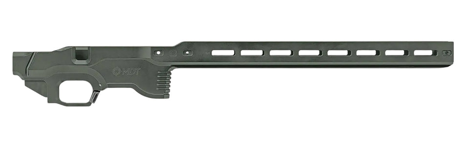 MDT Sporting Goods ACC Premier Gen2 Chassis Base Charcoal Green Aluminum Ruger American Rimfire RH