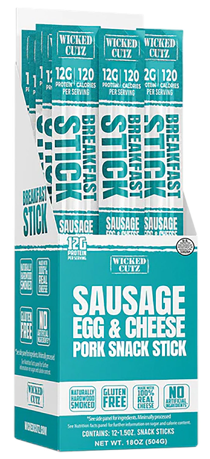 Wicked Cutz WCBR12SEC Egg Sausage and Cheese Snack Sticks 12 Count