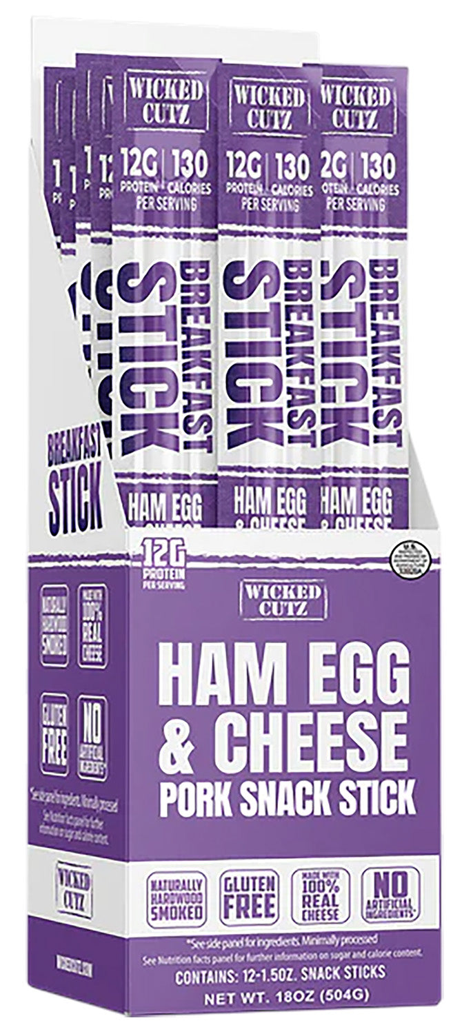 Wicked Cutz WCBR12HEC Egg Ham and Cheese Snack Sticks 12 Count
