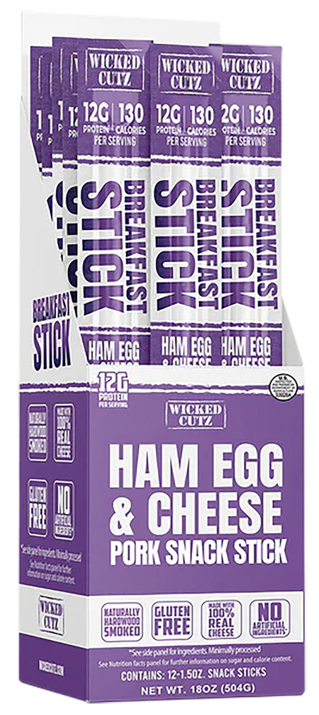 Wicked Cutz WCBR12HEC Egg Ham and Cheese Snack Sticks 12 Count