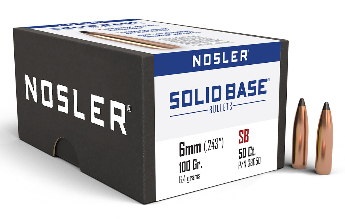 Nosler 6mm .243" 100gr Solid Base Soft Point Bullets 50ct