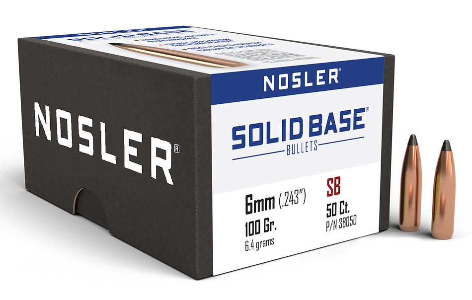 Nosler 6mm .243" 100gr Solid Base Soft Point Bullets 50ct