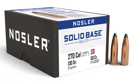 Nosler 270 Cal .277 130gr Solid Base Soft Point Reloading Bullets 50ct