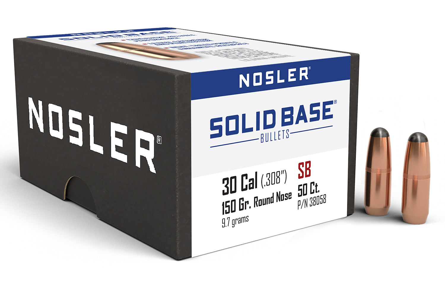 Nosler 30 Cal .284 150gr Solid Base Round Nose Reloading Bullets 50ct