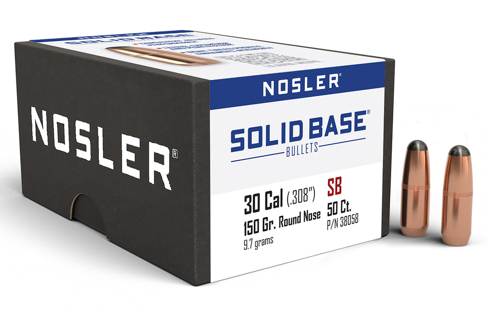 Nosler 30 Cal .284 150gr Solid Base Round Nose Reloading Bullets 50ct