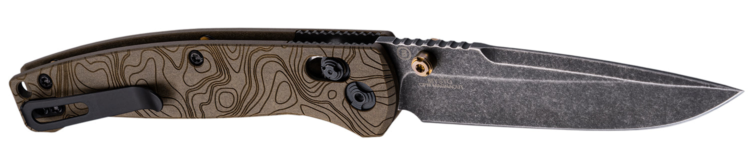 Hogue Mysto 3.4" Folding Knife Clip Point Blade Stonewash Earth Handle