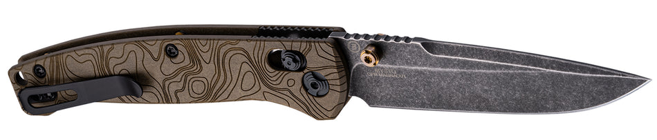 Hogue Mysto 3.4" Folding Knife Clip Point Blade Stonewash Earth Handle