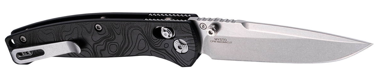 Hogue Mysto 3.4" Folding Knife Clip Point Blade Black Diamond Metal Handle