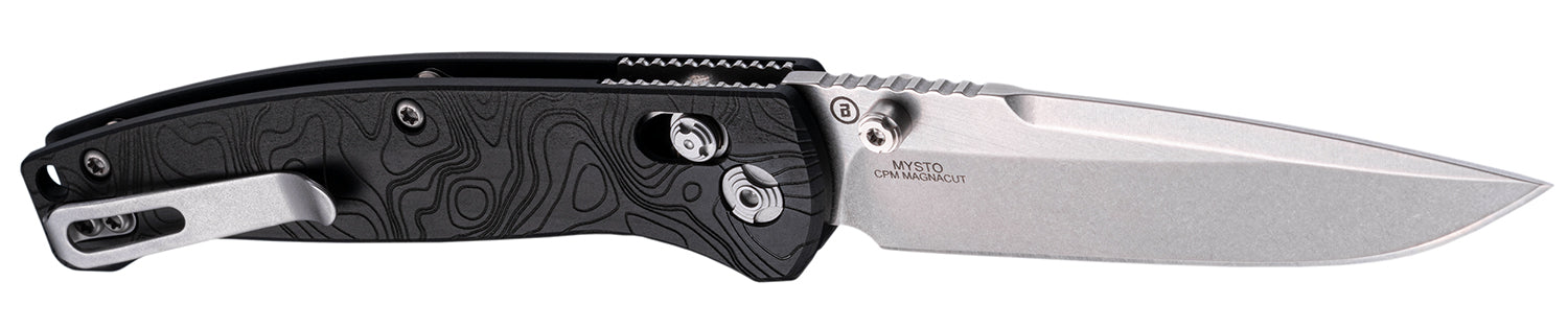 Hogue Mysto 3.4" Folding Knife Clip Point Blade Black Diamond Metal Handle