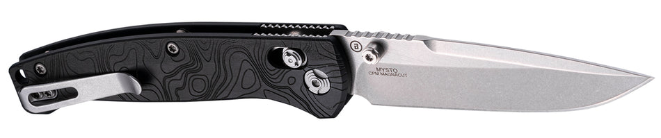Hogue Mysto 3.4" Folding Knife Clip Point Blade Black Diamond Metal Handle