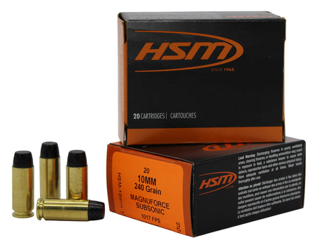 HSM  10mm Auto 240 grain Hard Cast Lead Flat Nose ammunition