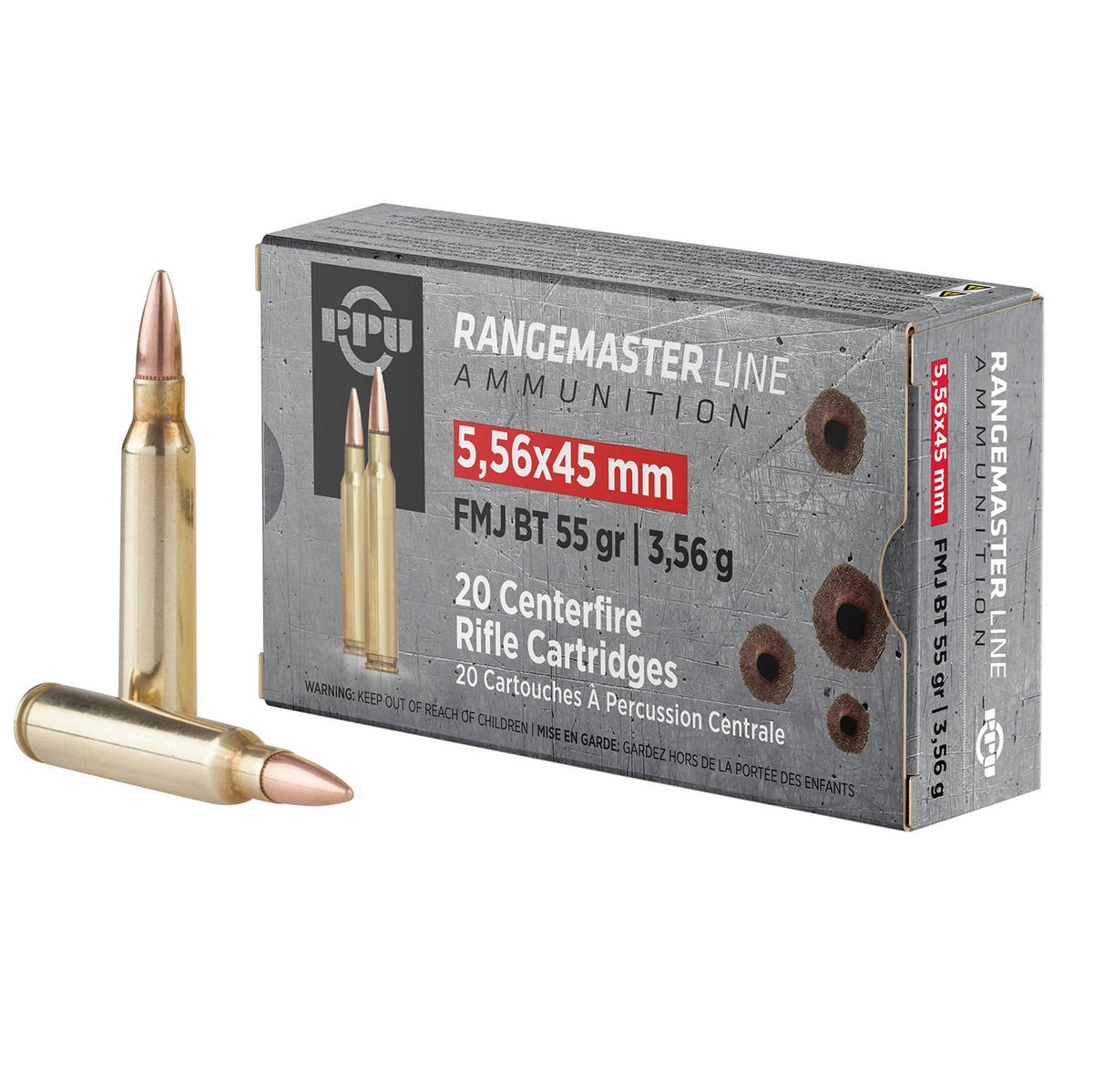Prvi Partizan (PPU) PPRM5561 Rangemaster 5.56x45mm NATO 55 gr Full Metal Jacket Boat Tail (FMJBT)
