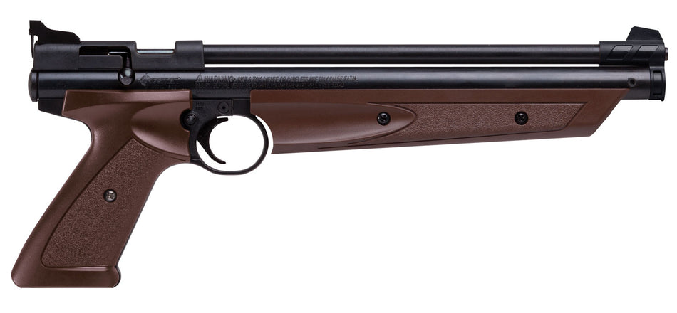 Crosman American Classic P1377BR .177 Caliber Pump Pneumatic Air Pistol Brown Grips Adjustable Sight