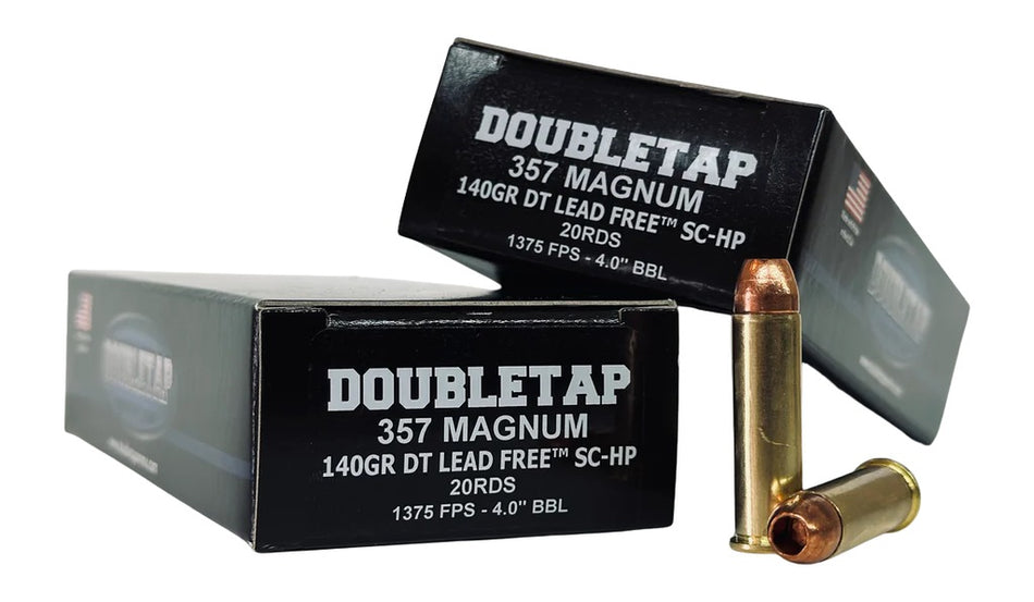 DoubleTap DT LEAD FREE .357 Magnum 140 grain Solid Copper Hollow Point ammunition