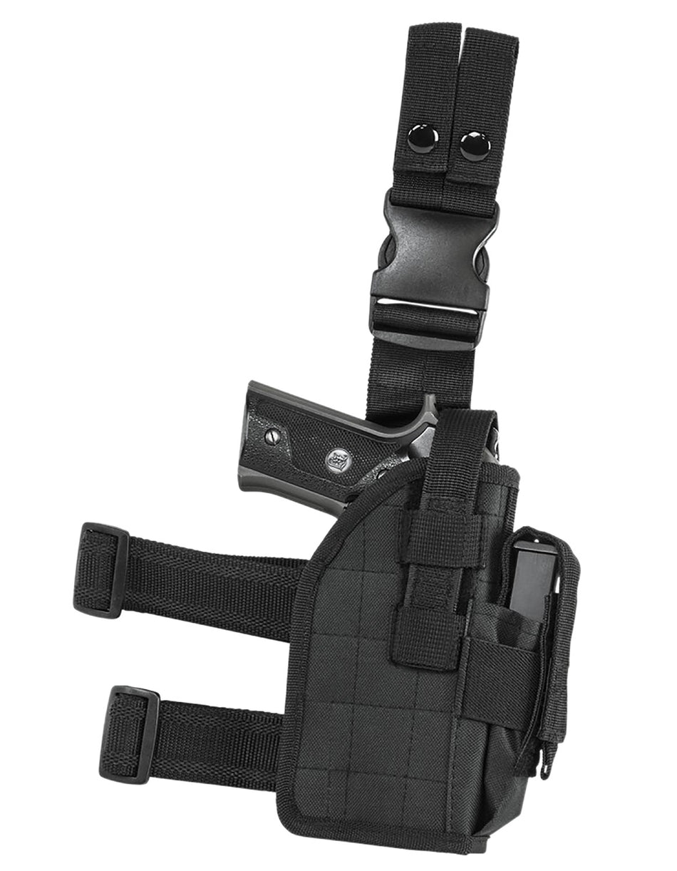NcStar Drop Leg Thigh Holster Black PVC Fits Most Full Size and Compact Semi-Auto Pistols Right Hand