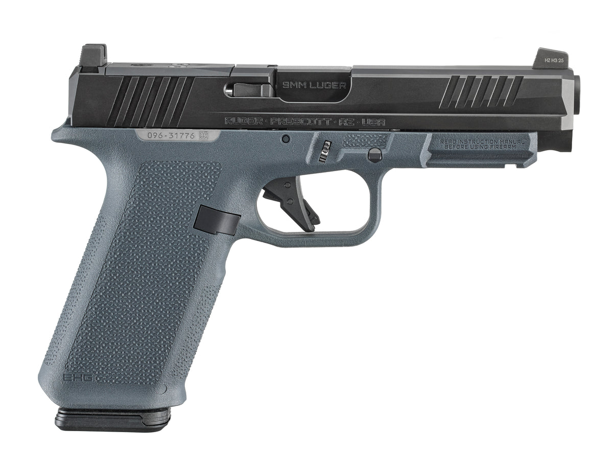 Ruger 19443 RXM 9mm Luger 17+1 4.50" Black FNC Nitride Alloy Steel Barrel & Optic Ready/Serrated Slide, Stealth Gray Polymer Frame w/Accessory Rail, Textured Grip, RMR/RMSc/DeltaPoint Pro Footprint