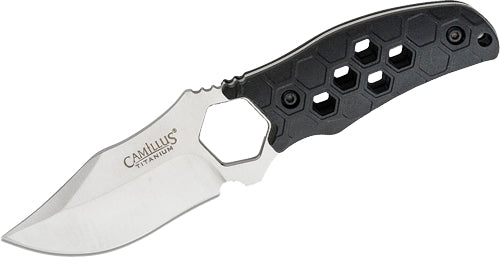 Camillus Comb Fixed Blade 3.5" Stainless Steel w/ Honeycomb Black Handle