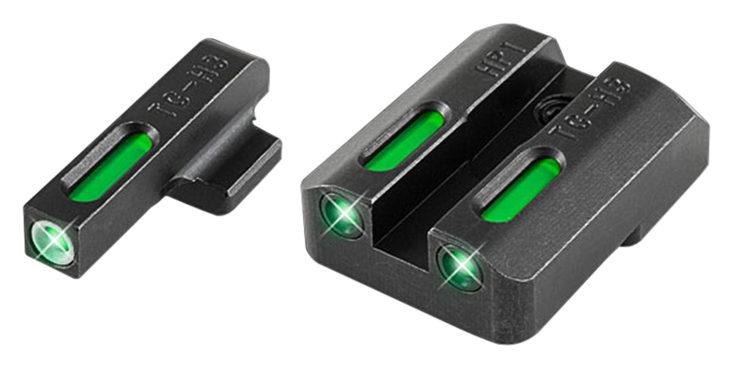 TruGlo TG13HP1A TFX Black Green Tritium Fiber Optic Iron Sight Set White Outline