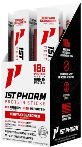 1ST PHORM PROTEIN BEEF STICKS TERIYAKI SEASONED 15 STICKS