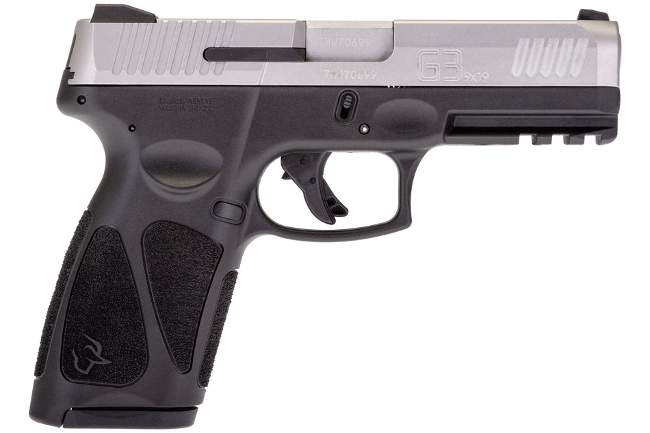 Taurus 1G3B94910 G3 Full Size Frame 9mm Luger 10+1 4" Matte Stainless Steel Barrel, Matte Serrated Stainless Steel Slide, Black Polymer Frame w/Picatinny Rail, Black Polymer Grip, Right Hand