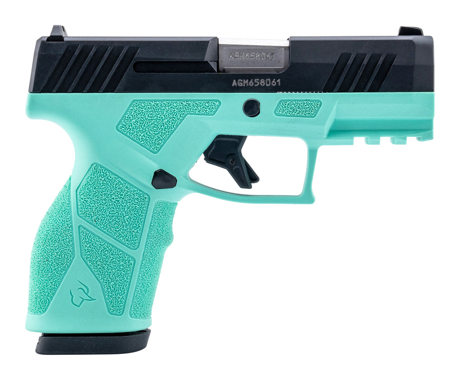 Taurus 1-GX2931C-10 GX2 9mm Luger 10+1 3.37" Matte Stainless Steel Barrel, Matte Black Serrated Stainless Steel Slide, Cyan Polymer Frame w/Picatinny Rail, Polymer Grip