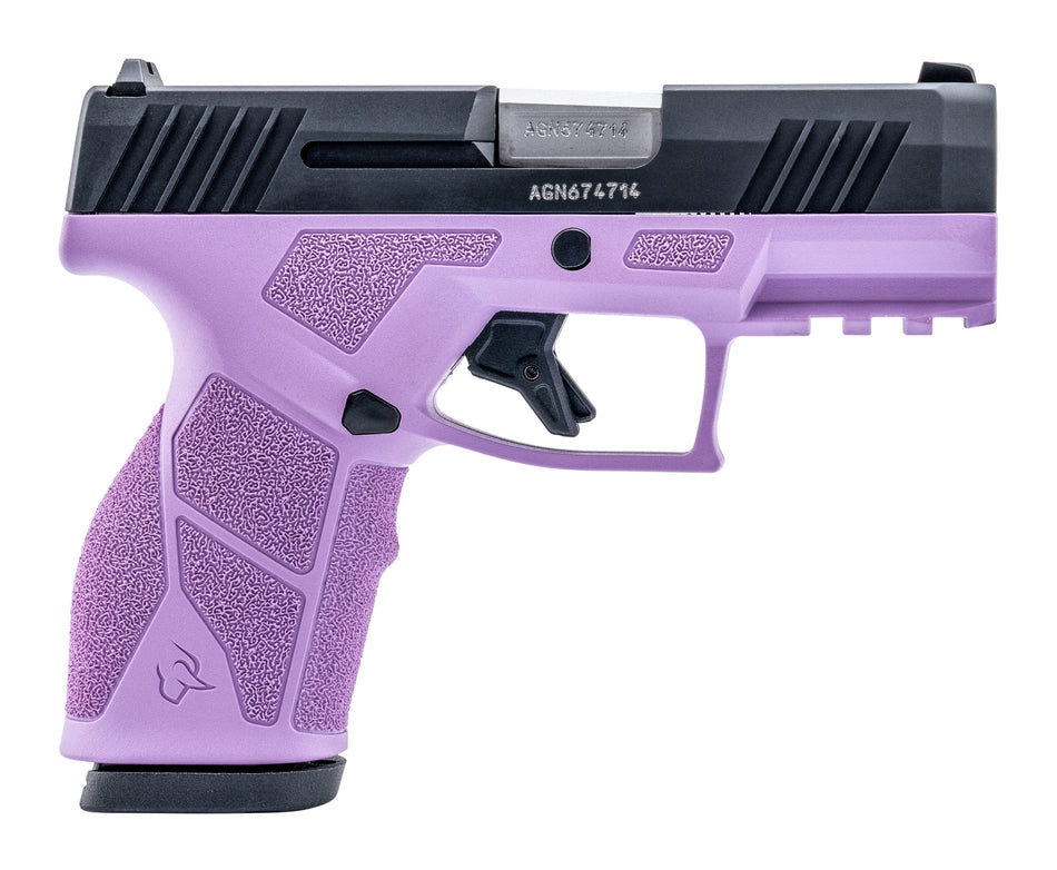 Taurus 1-GX2931LP-10 GX2 9mm Luger 10+1 3.37" Matte Stainless Steel Barrel, Matte Black Serrated Stainless Steel Slide, Light Purple Polymer Frame w/Picatinny Rail, Polymer Grip