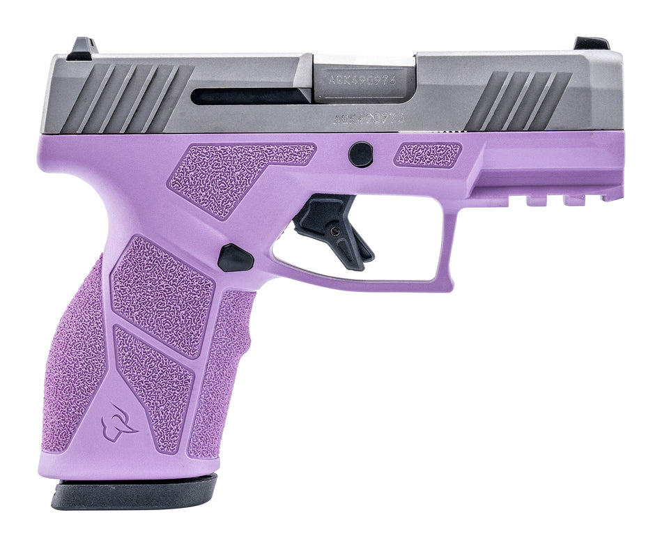 Taurus 1-GX2939LP-10 GX2 9mm Luger 10+1 3.37" Matte Stainless Steel Barrel, Matte Serrated Stainless Steel Slide, Light Purple Polymer Frame w/Picatinny Rail, Polymer Grip