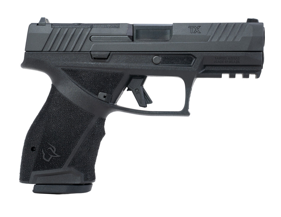 Taurus TX 9 Compact 9mm Luger 15+1 4" Black Barrel, Black Nitride Alloy Steel Optic Ready/Serrated Slide, Black Stainless Steel Frame w/Picatinny Rail, Interchangeable Backstrap Grip