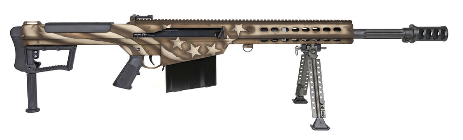 Barrett 20153 M107A1 America 250 50 BMG 10+1 Black Fluted Barrel, Receiver w/Picatinny Rail, QD BiPod Forend, M-LOK Handguard, Black Polymer Grip