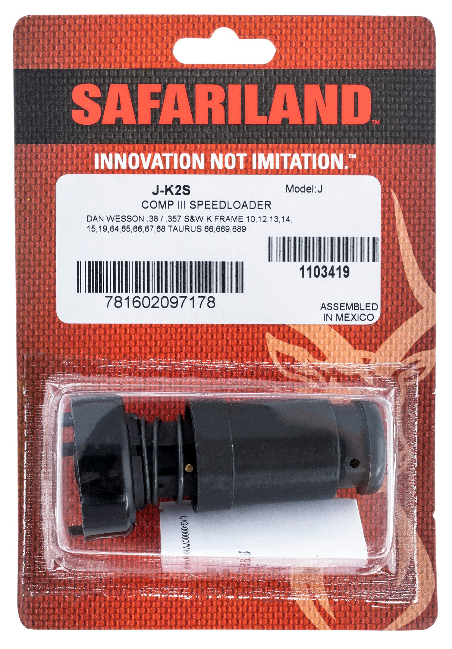 Safariland JK2S Comp III Spring-Driven 6rd .38 Spec/.357 Mag Speedloader for Dan Wesson/S&W