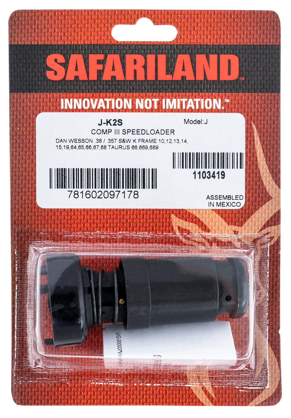 Safariland JK2S Comp III Spring-Driven 6rd .38 Spec/.357 Mag Speedloader for Dan Wesson/S&W