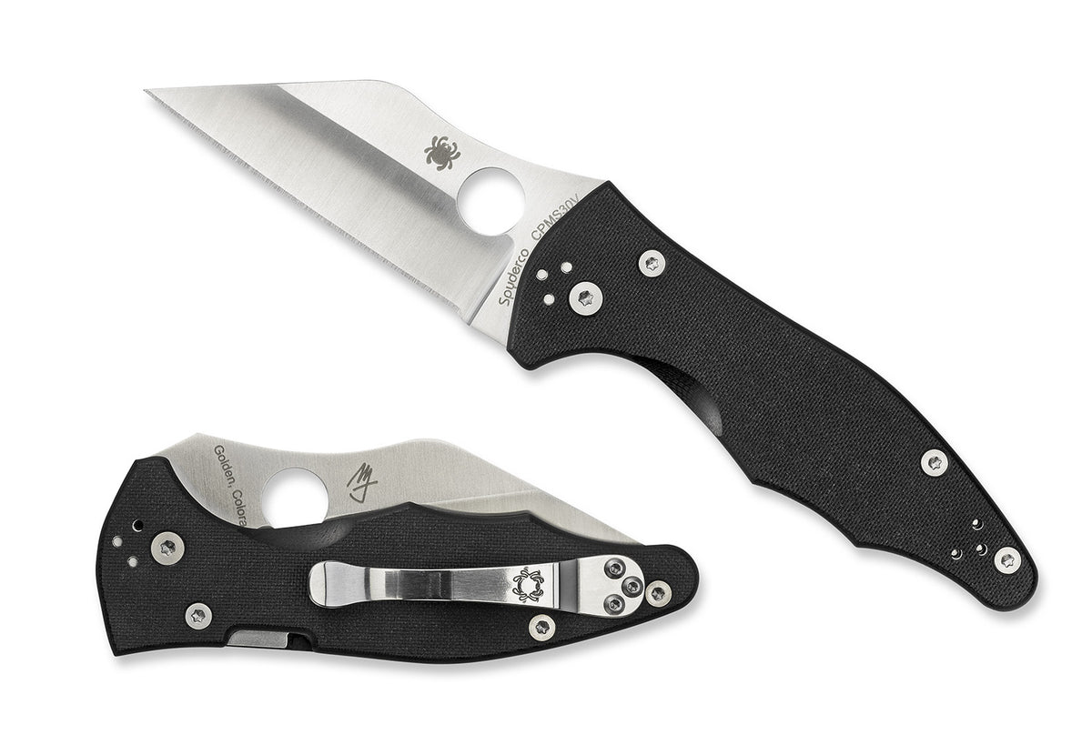 Spyderco Yojimbo 2 Folding Knife C85GP2, 3.20" CPM S30V Hollow-Ground Wharncliffe Blade, Black G10 Handle