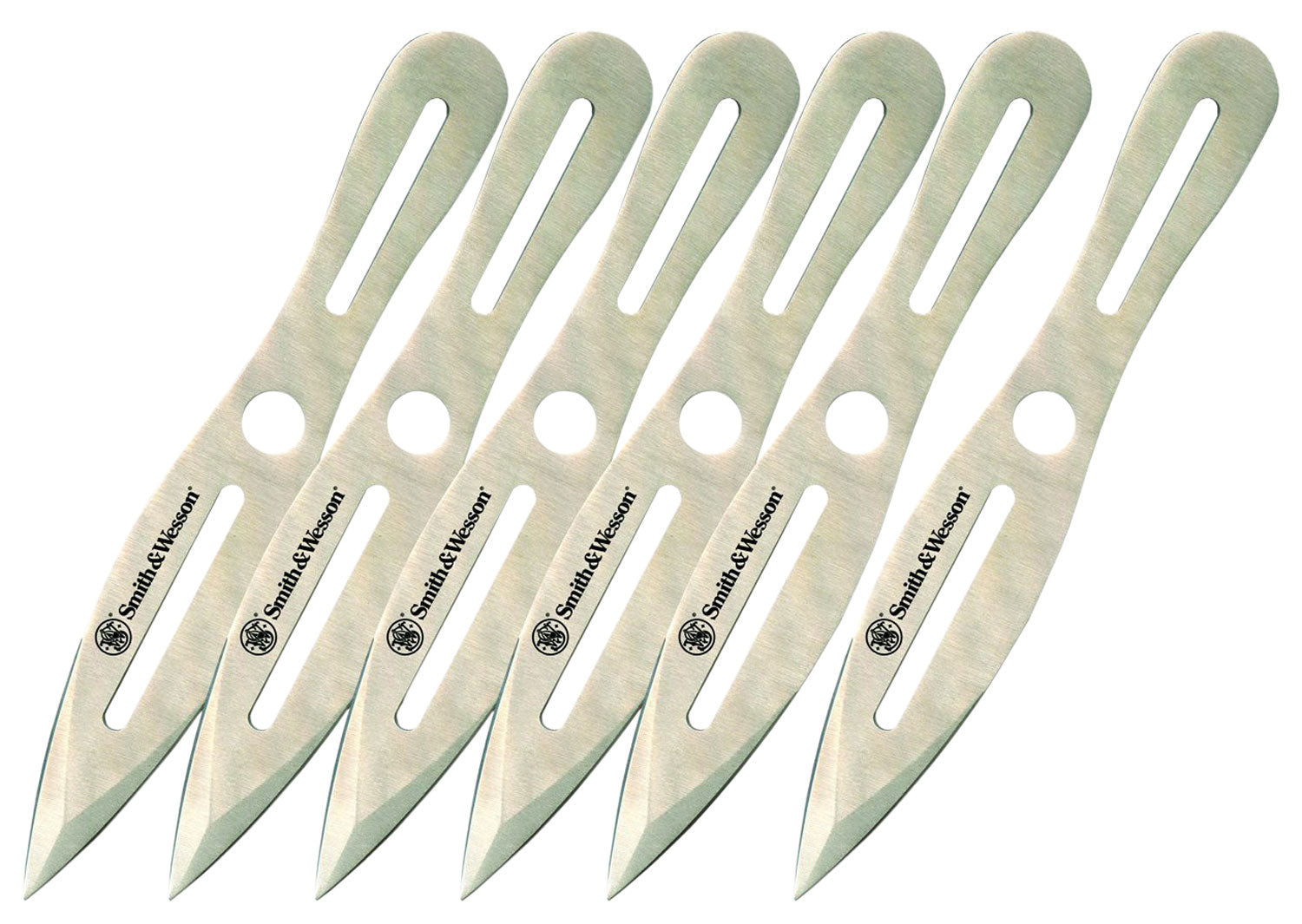 Smith & Wesson Knives SWTK8CP 8" OAL Bullseye Throwing Knives Spear Point 2Cr13 SS Blade Stainless Handle 6 Pack