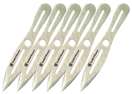 Smith & Wesson Knives SWTK8CP 8" OAL Bullseye Throwing Knives Spear Point 2Cr13 SS Blade Stainless Handle 6 Pack