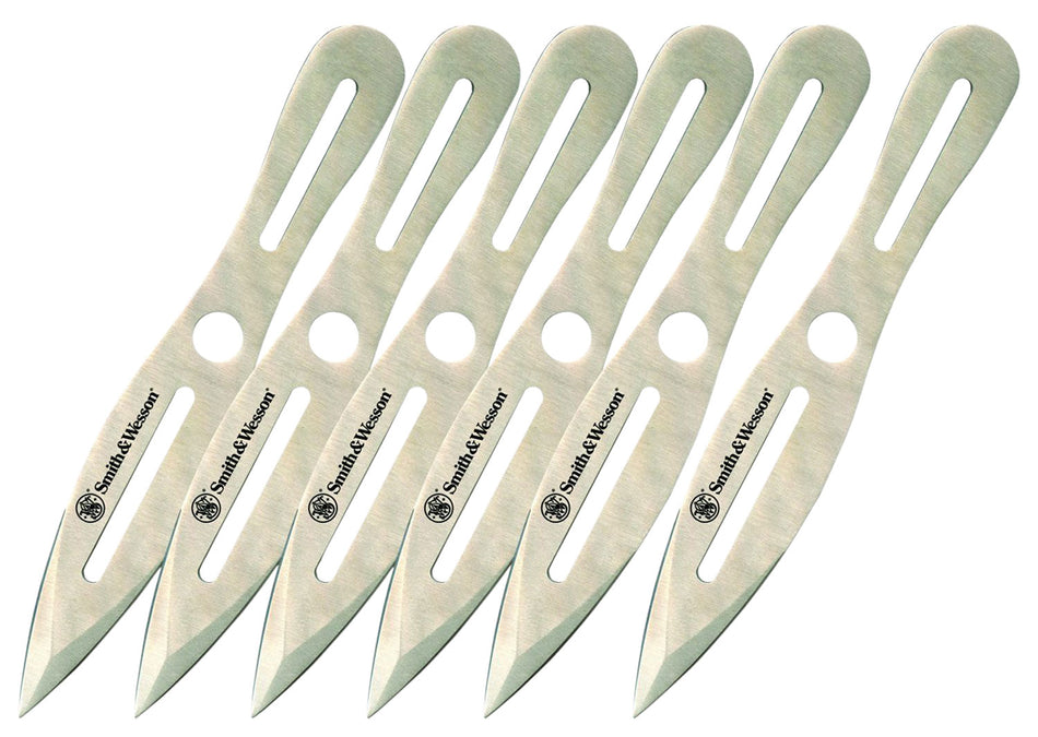 Smith & Wesson Knives SWTK8CP 8" OAL Bullseye Throwing Knives Spear Point 2Cr13 SS Blade Stainless Handle 6 Pack