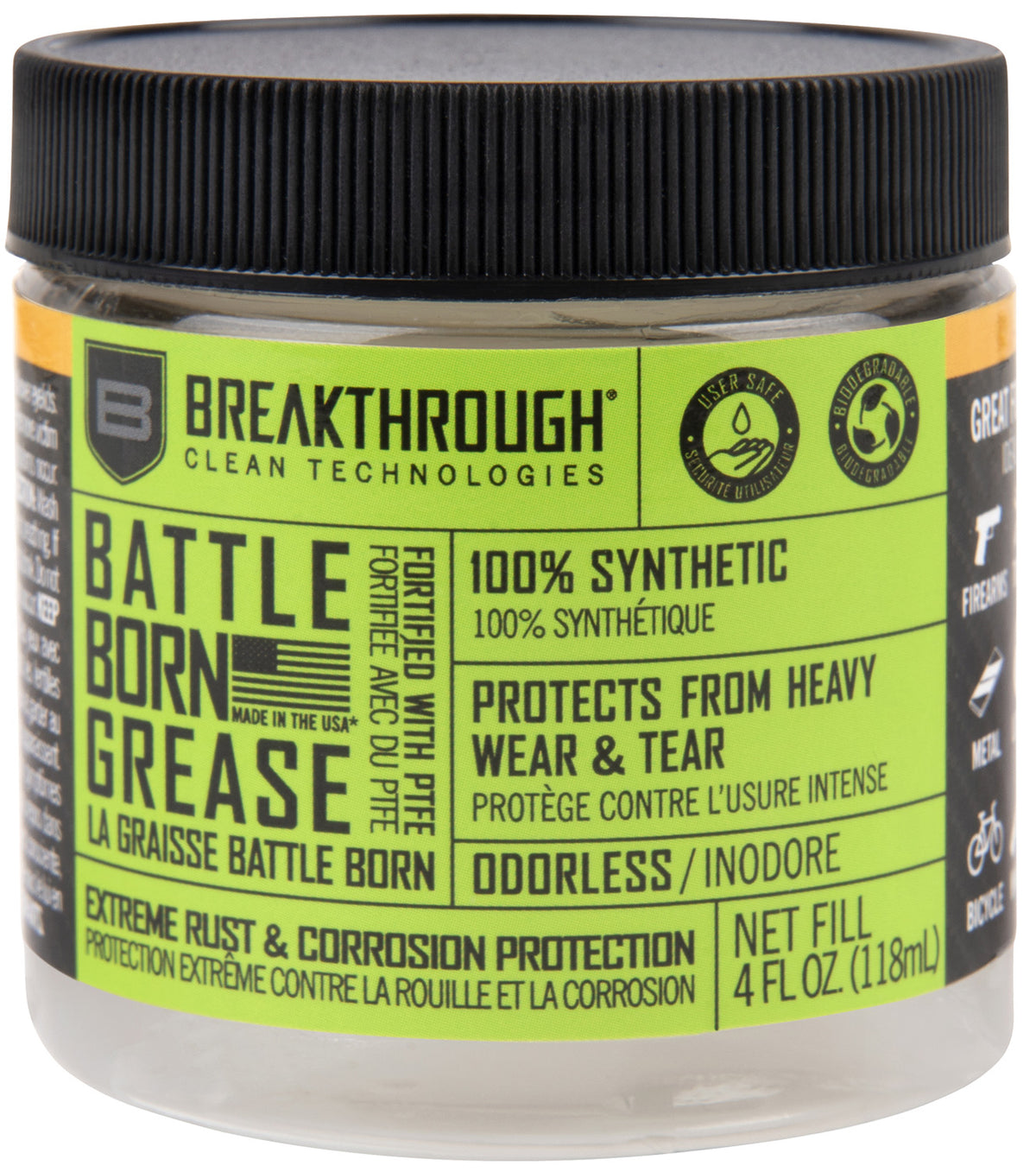 Breakthrough Clean Battle Born Grease Synthetic PTFE Lubricant 4 oz Jar