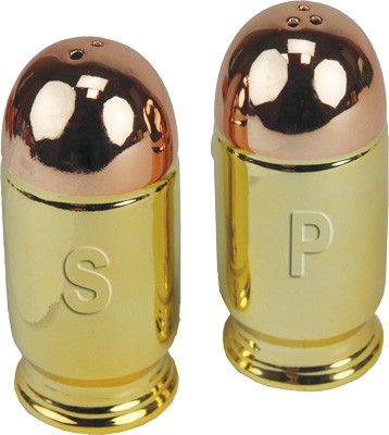 Rivers Edge Cartridge Shaped Salt and Pepper Shakers Ceramic Set